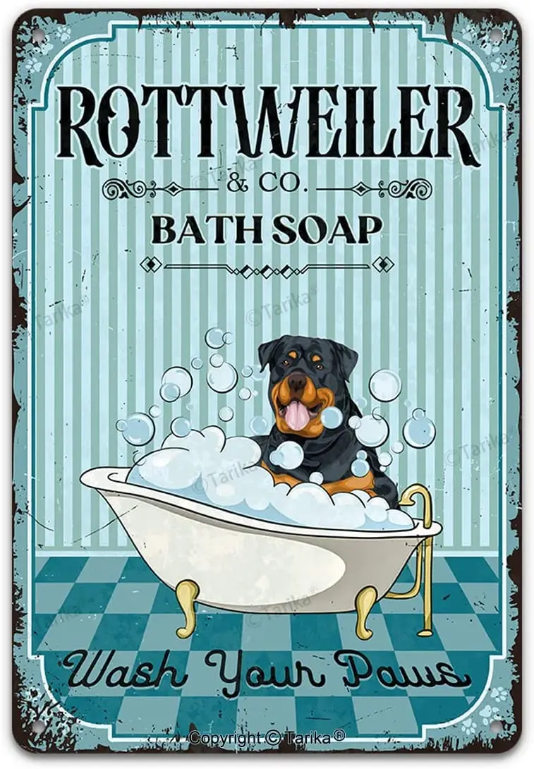 Vintage Dog Metal Tin Sign Rottweiler Co. Bath Soap Wash Your Paws Funny Lovely Dog Puppy Pet Art Printing Poster
Vintage Dog Metal Tin Sign Rottweiler Co. Bath Soap Wash Your Paws Funny Lovely Dog Puppy Pet Art Printing Poster
