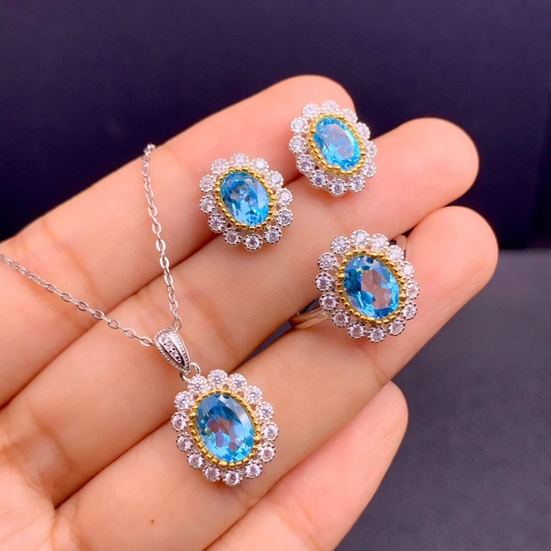 Exquisite Luxury Full Diamond Simulation Sea Blue Topaz Gold Jewelry Set for Women Earrings Necklace Ring Wedding Jewelry
Exquisite Luxury Full Diamond Simulation Sea Blue Topaz Gold Jewelry Set for Women Earrings Necklace Ring Wedding Jewelry