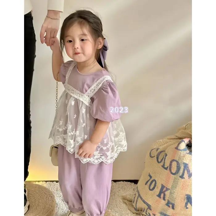 Korean Style Clothing for Girls Sets T-shirt Pants Loose Sweet Lace Casual Short Sleeve Korean Style Fashion New
Korean Style Clothing for Girls Sets T-shirt Pants Loose Sweet Lace Casual Short Sleeve Korean Style Fashion New