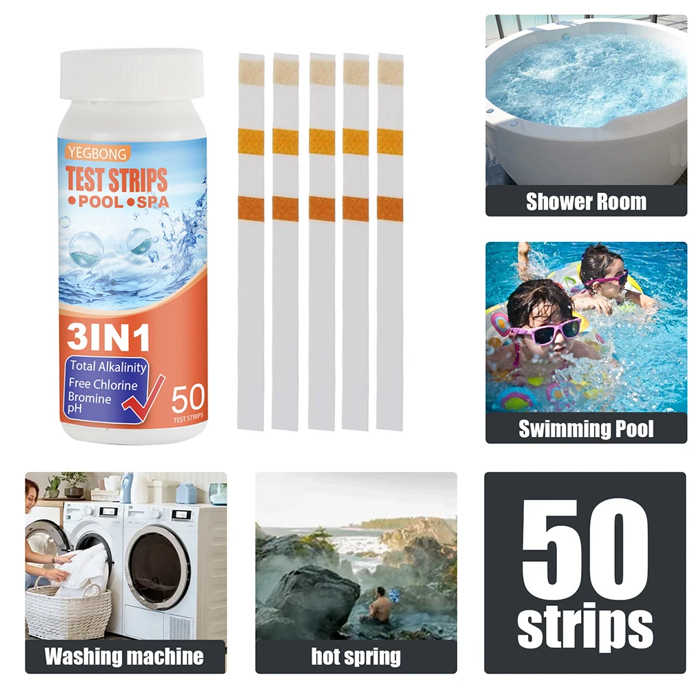 50PCS PH Tester Papers Universal 3 In 1 Pool Spa Hot Tub Water Test Strips Indicator Paper Test For Swimming Pool Chlorine
50PCS PH Tester Papers Universal 3 In 1 Pool Spa Hot Tub Water Test Strips Indicator Paper Test For Swimming Pool Chlorine