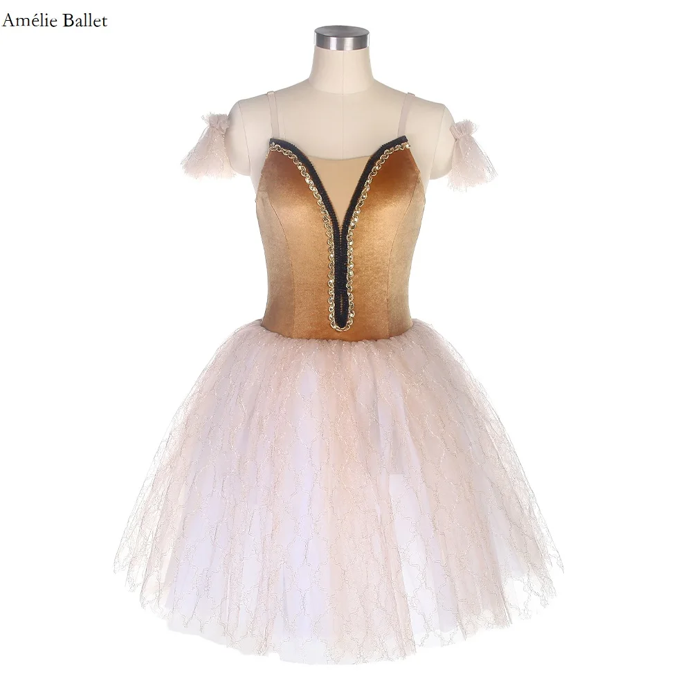 

20159 New Light Brown Velvet Bodice Ballet Dance Costume For Girls & Women Stage Performance Dance Tutu Ballet Dance Wear