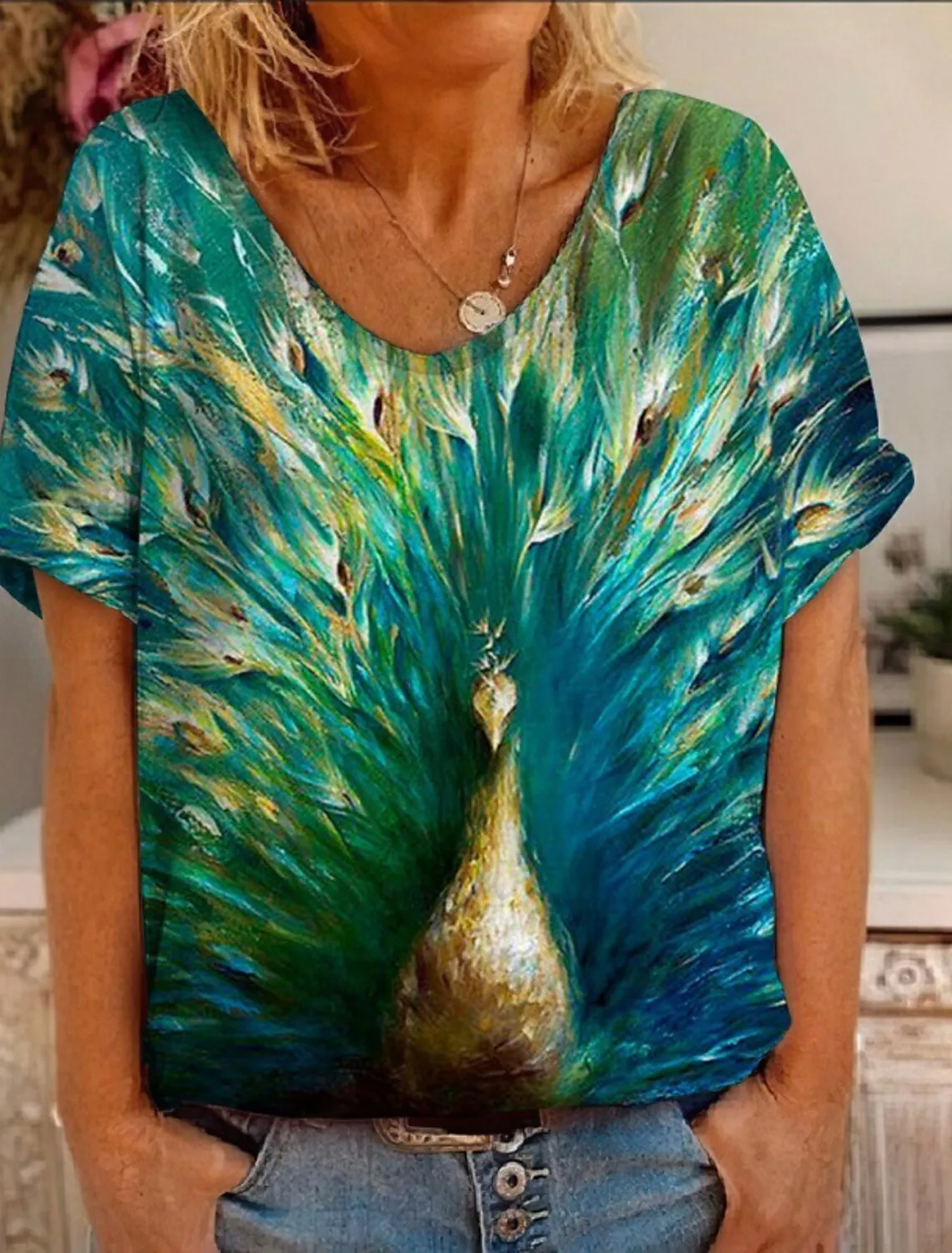 Women's T shirt Tee Yellow Light Floral Bird Print Short Sleeve Casual Weekend Basic V Neck Regular Abstract Painting S
Women's T shirt Tee Yellow Light Floral Bird Print Short Sleeve Casual Weekend Basic V Neck Regular Abstract Painting S