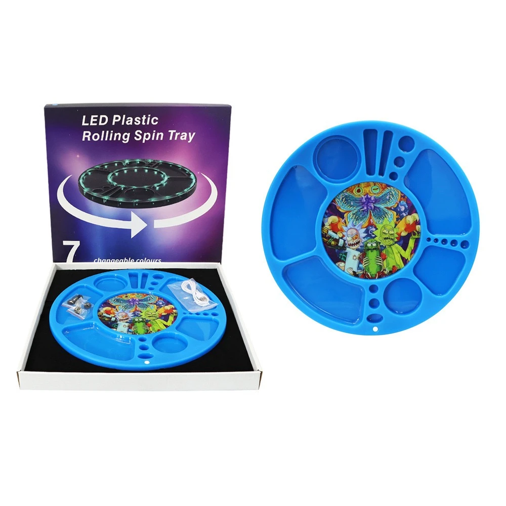 New LED Plastic Rolling Spin Tray for Smoking Accessories Portable Lights Glow Tobacco Cigarette Round Plate for Man
New LED Plastic Rolling Spin Tray for Smoking Accessories Portable Lights Glow Tobacco Cigarette Round Plate for Man
