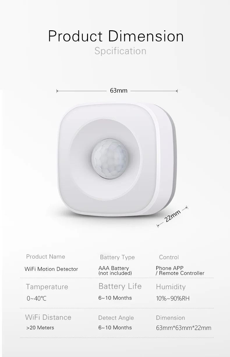 Human Infrared Motion Alarm Security Alarm Intelligent Sensor Safe Wifi Detector Sensitive Tuya Tracking Sensor Moveing Wireless
Human Infrared Motion Alarm Security Alarm Intelligent Sensor Safe Wifi Detector Sensitive Tuya Tracking Sensor Moveing Wireless