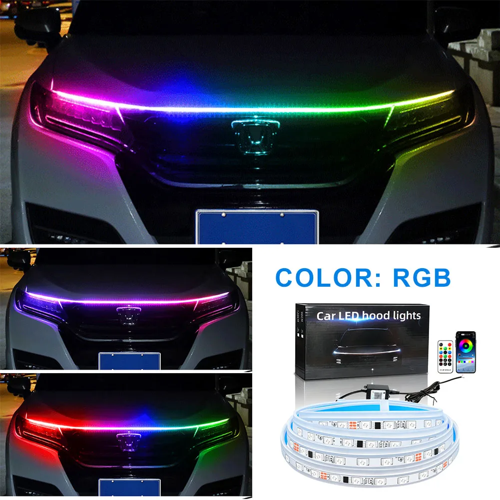 Flexible LED Car Hood Light Daytime Running Lights Auto Remote App RGB Flowing Turn Signal Guide Thin Strip Lamp Styling 12V
Flexible LED Car Hood Light Daytime Running Lights Auto Remote App RGB Flowing Turn Signal Guide Thin Strip Lamp Styling 12V