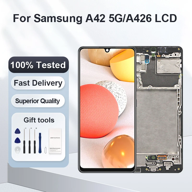 1PCS 6.6 Inch A426 Display For Samsung Galaxy A42 5G LCD Touch Digitizer A426B A426U A426N Assembly Replacement With Frame
1PCS 6.6 Inch A426 Display For Samsung Galaxy A42 5G LCD Touch Digitizer A426B A426U A426N Assembly Replacement With Frame