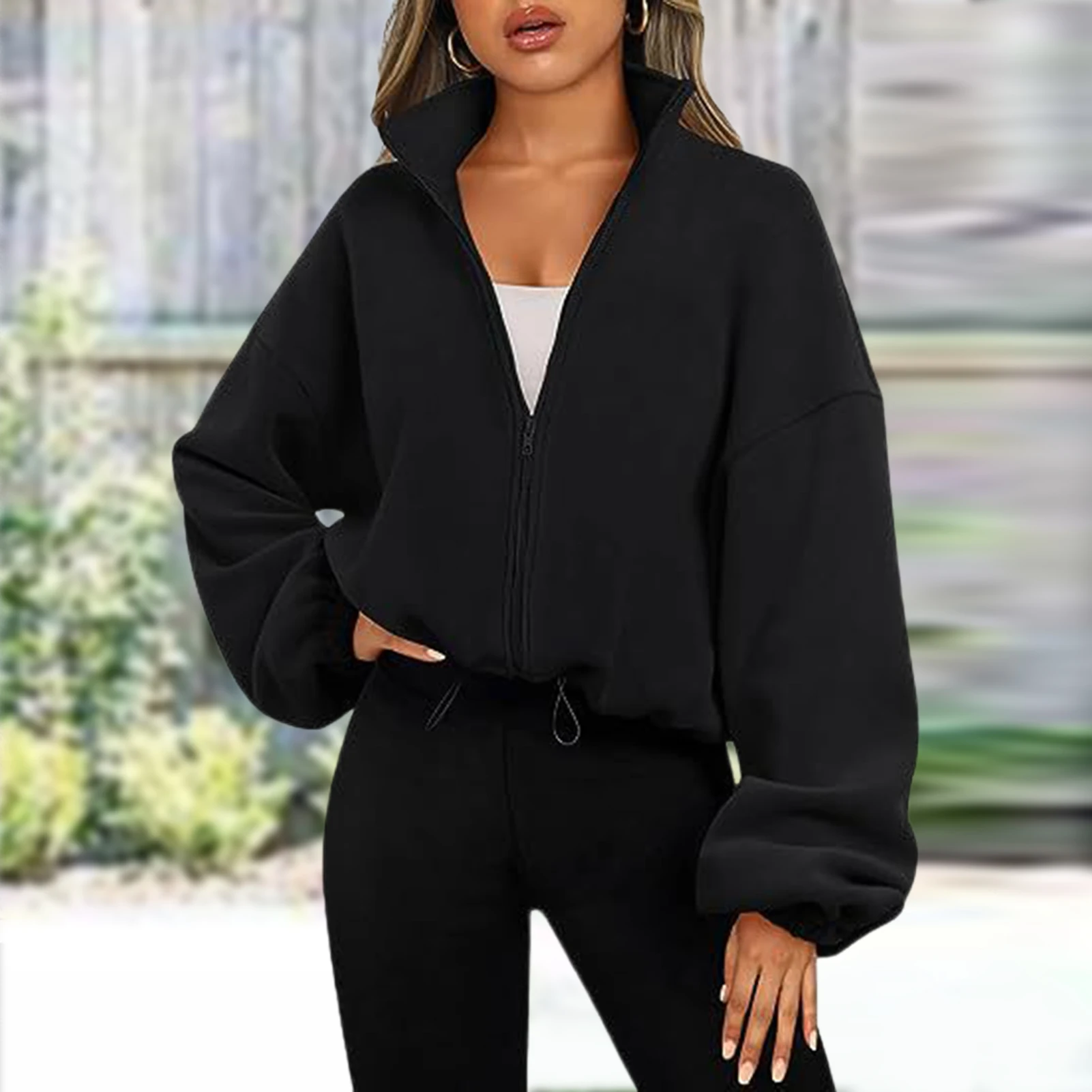 Women Long Sleeve Fleece Coat Fashion Solid Color Stand Collar Zipper Coat Warm Jacket Loose Fit Casual Style Daily Outfit
Women Long Sleeve Fleece Coat Fashion Solid Color Stand Collar Zipper Coat Warm Jacket Loose Fit Casual Style Daily Outfit