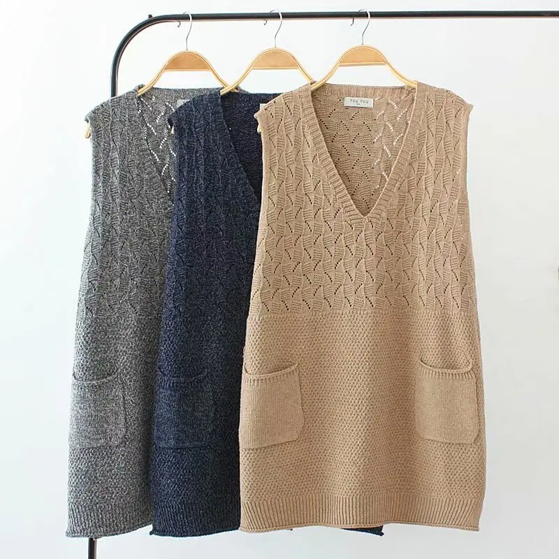 Spring Casual Pocket Knitted Vest Women Autumn Winter Sleeveless Sweater Pullover Veste Femme Plus Size Female Cotton Waistcoat
Spring Casual Pocket Knitted Vest Women Autumn Winter Sleeveless Sweater Pullover Veste Femme Plus Size Female Cotton Waistcoat