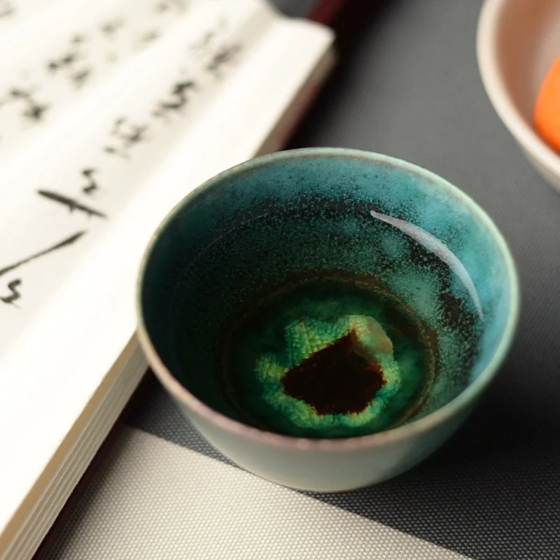 

Ceramic Cup Gemstone Green Ice Cracking Cup Master Single Cup Household Tea Cup Kung Fu Tea Set Jingdezhen Handmade Cup