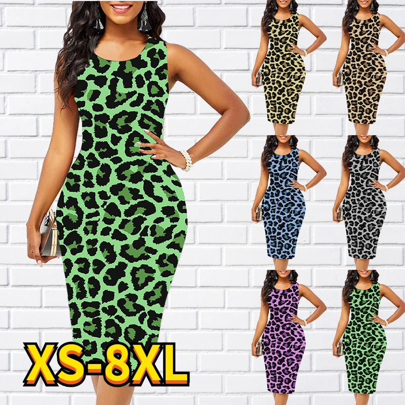 Women's Dress Fashion Leopard Print Sleeveless Shift Dress Spring Summer Casual Daily Knee Length Skirt 2022 Blue Green Purple 
Women's Dress Fashion Leopard Print Sleeveless Shift Dress Spring Summer Casual Daily Knee Length Skirt 2022 Blue Green Purple