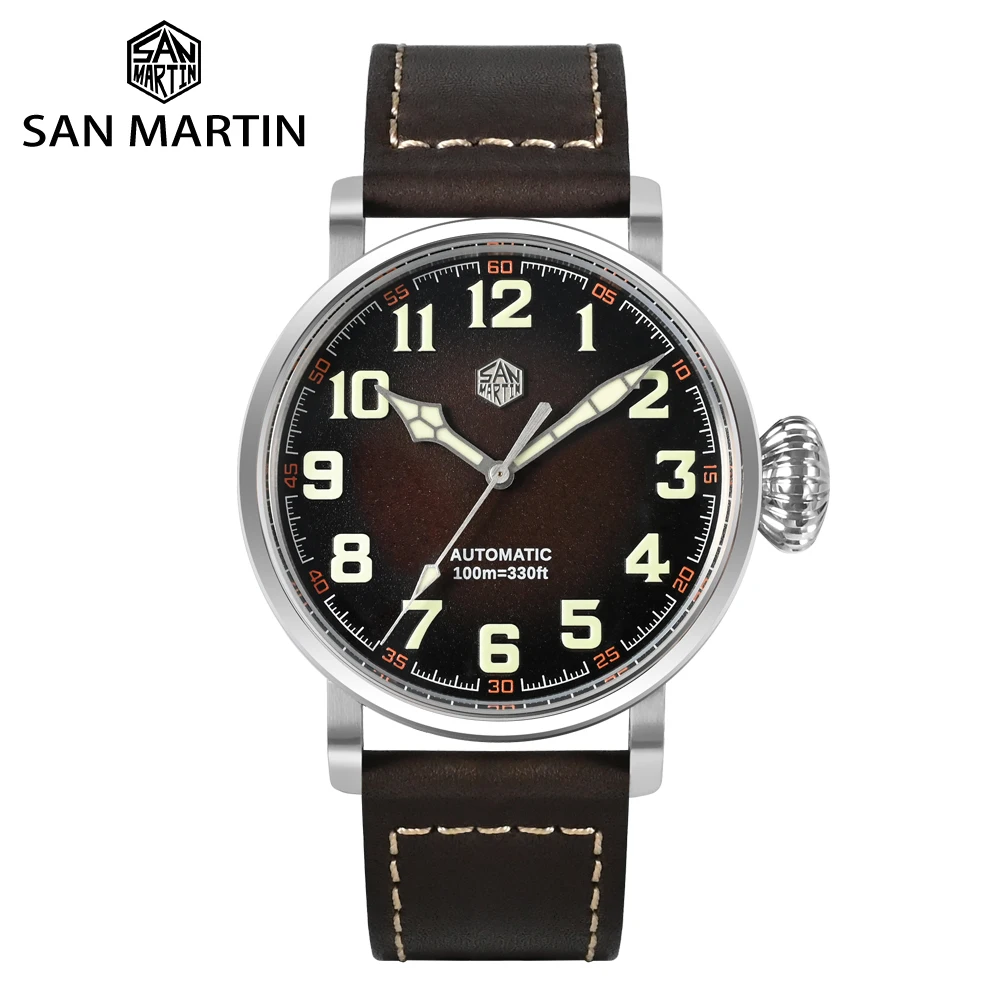 San Martin Men's Pilot Wristwatch 44.5mm Gradient Brown Dial Sapphire YN55 Automatic Movement 10Bar Water Resistant Luminous
San Martin Men's Pilot Wristwatch 44.5mm Gradient Brown Dial Sapphire YN55 Automatic Movement 10Bar Water Resistant Luminous