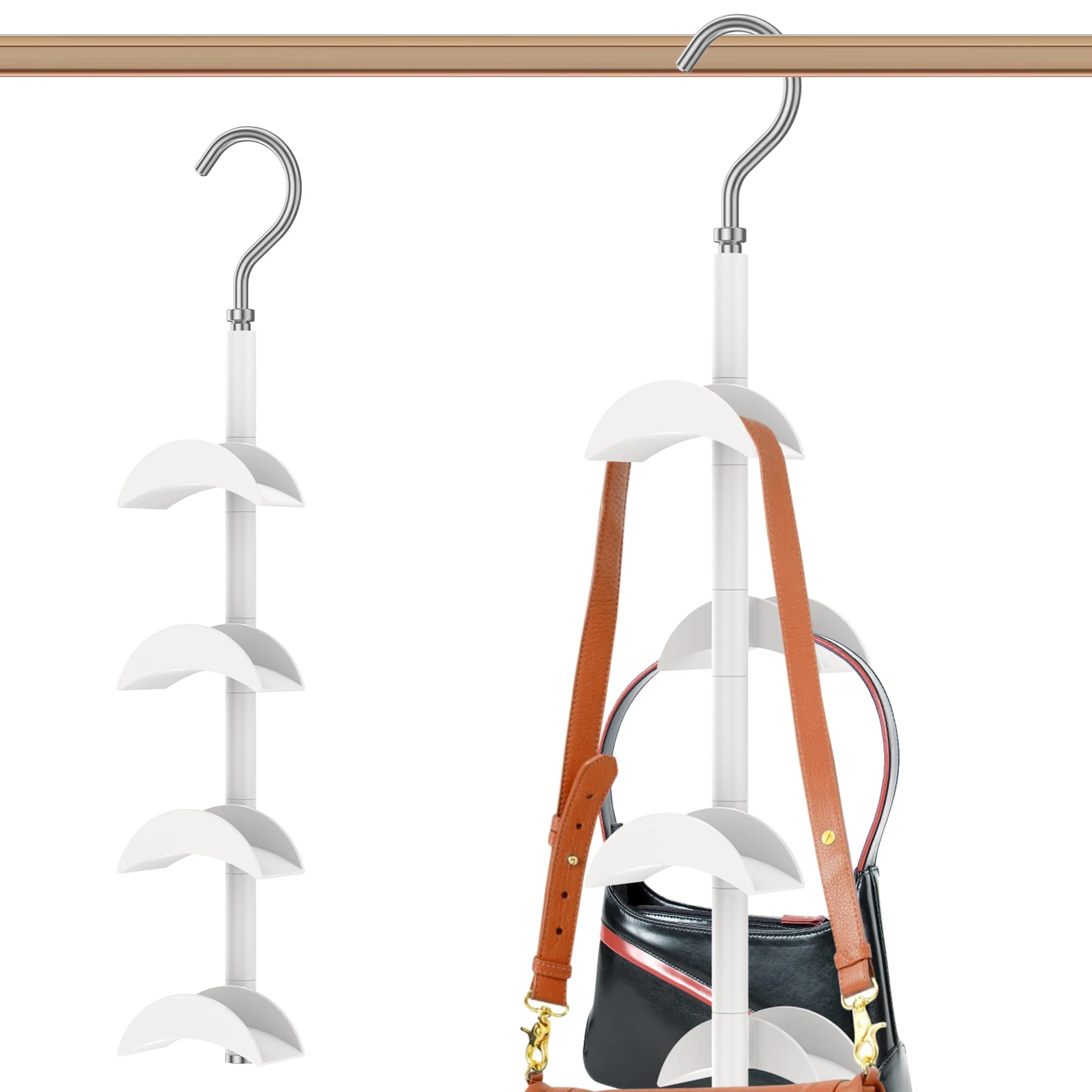 Purse Hanger Organizer Rotating Handbag Hangers with 4 Hooks Space Saving Purse Hanger Sturdy Purse Hanging Hooks for Closet
Purse Hanger Organizer Rotating Handbag Hangers with 4 Hooks Space Saving Purse Hanger Sturdy Purse Hanging Hooks for Closet