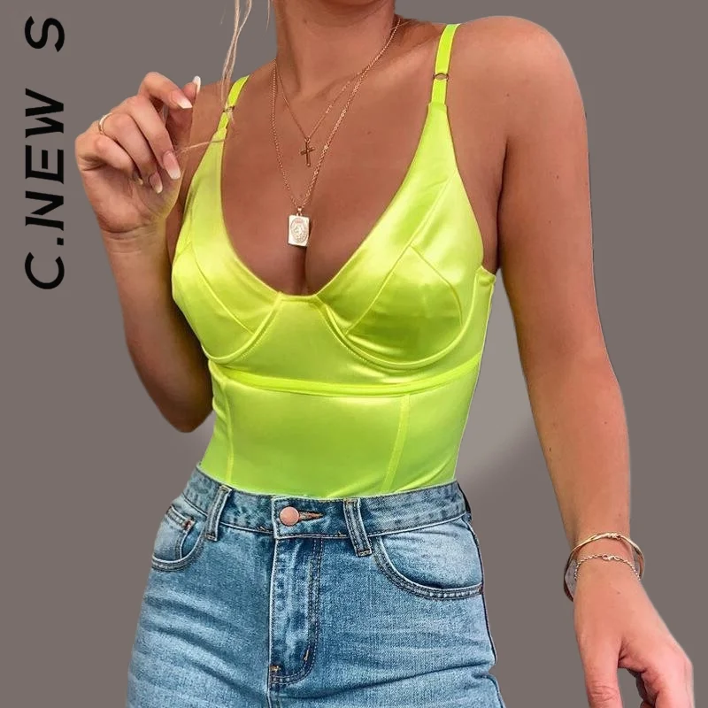 C.New S 2022 Sexy Bodysuit V Neck Stretchy Women Body Spaghetti Strap Playsuits Backless Summer Female Gold Green Pink Jumpsuit
C.New S 2022 Sexy Bodysuit V Neck Stretchy Women Body Spaghetti Strap Playsuits Backless Summer Female Gold Green Pink Jumpsuit