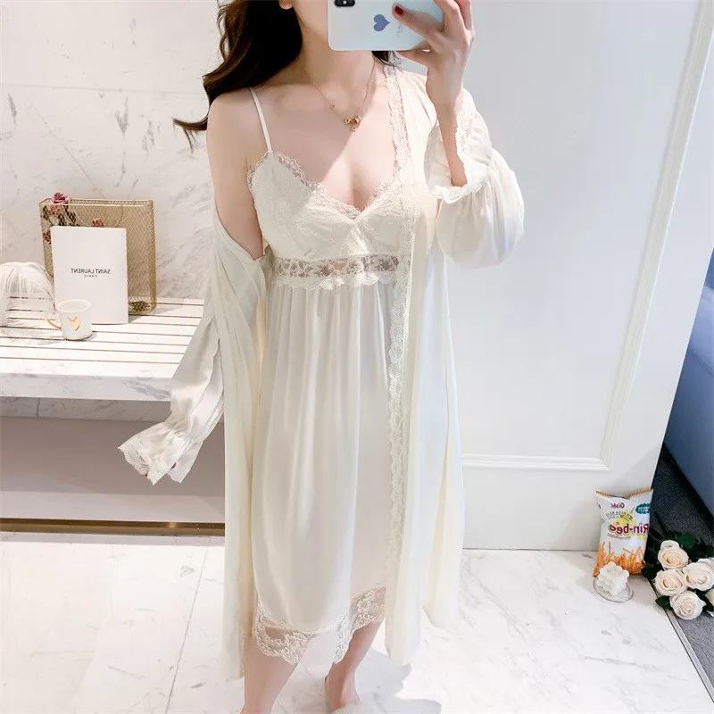 2PCS Kimono Bride Robe Set Satin Loungewear Lace Patchwork Sleepwear Intimate Lingerie Summer Strap Nightgown Home Clothing
2PCS Kimono Bride Robe Set Satin Loungewear Lace Patchwork Sleepwear Intimate Lingerie Summer Strap Nightgown Home Clothing