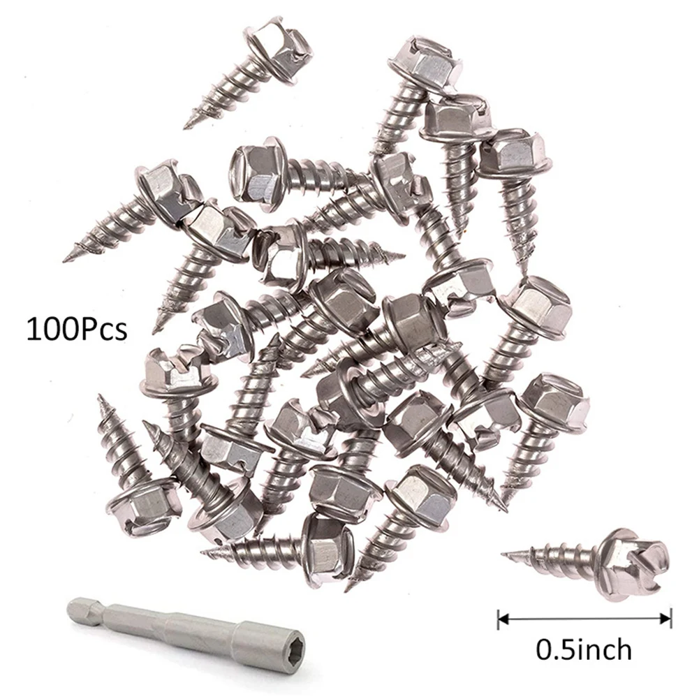 Screws Downspout Screws 1/2\" Hex Screw 1/4\" Hex Head Durable High Quality Prevent Rust Steel Without Pre-drilling
Screws Downspout Screws 1/2\" Hex Screw 1/4\" Hex Head Durable High Quality Prevent Rust Steel Without Pre-drilling