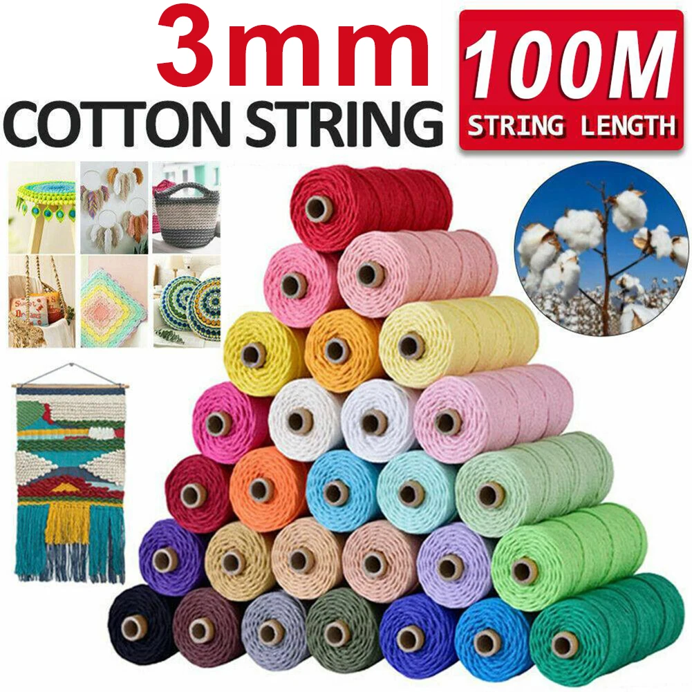 3mm*100m Natural Cotton Cord Rope String Sewing DIY Colored Rope Ribbon Craft Thread Twine Home Textile Wedding Party Decoration
3mm*100m Natural Cotton Cord Rope String Sewing DIY Colored Rope Ribbon Craft Thread Twine Home Textile Wedding Party Decoration