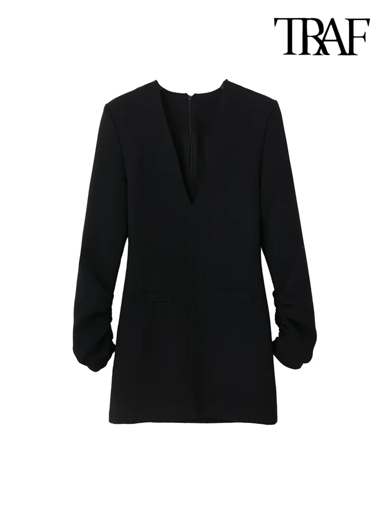 TRAF Women Fashion With Shoulder Pads Mini Dress Vintage Long Sleeve Back Zipper Female Dresses Vestidos Mujer
TRAF Women Fashion With Shoulder Pads Mini Dress Vintage Long Sleeve Back Zipper Female Dresses Vestidos Mujer