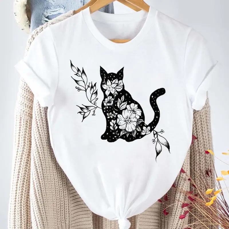 Women Printing Fashion Cat Printing Flower Clothing Short Sleeve Cartoon Print Wear Vacation Tops Tshirt Graphic Tees T-Shirt
Women Printing Fashion Cat Printing Flower Clothing Short Sleeve Cartoon Print Wear Vacation Tops Tshirt Graphic Tees T-Shirt