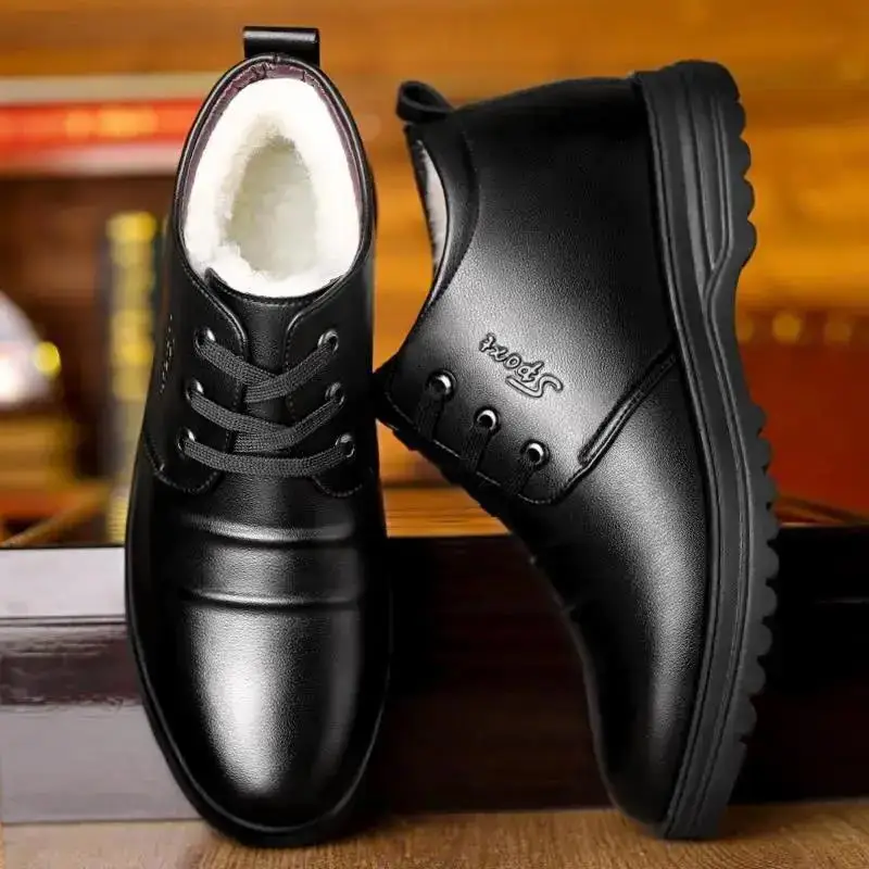 Winter Cotton Leather Shoes Trendy Fashion Warm Plus Velvet Thickening Men's Leather Shoes Business Casual Dress Cotton Shoes
Winter Cotton Leather Shoes Trendy Fashion Warm Plus Velvet Thickening Men's Leather Shoes Business Casual Dress Cotton Shoes