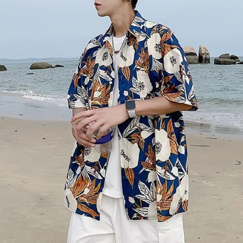 Beach Shirt Sweat Absorbing Flower Printing Hawaiian Vacation Shirt Short Sleeve Anti-pilling Men Shirt Daily Clothing
Beach Shirt Sweat Absorbing Flower Printing Hawaiian Vacation Shirt Short Sleeve Anti-pilling Men Shirt Daily Clothing