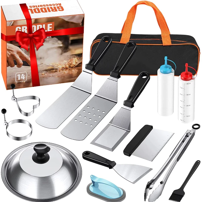 BBQ Set Grilling Tool Kit for Blackstone Griddle Accessories,14 Pieces BBQ Griddle Kit Grill Tools Set for Blackstone and Camp C
BBQ Set Grilling Tool Kit for Blackstone Griddle Accessories,14 Pieces BBQ Griddle Kit Grill Tools Set for Blackstone and Camp C