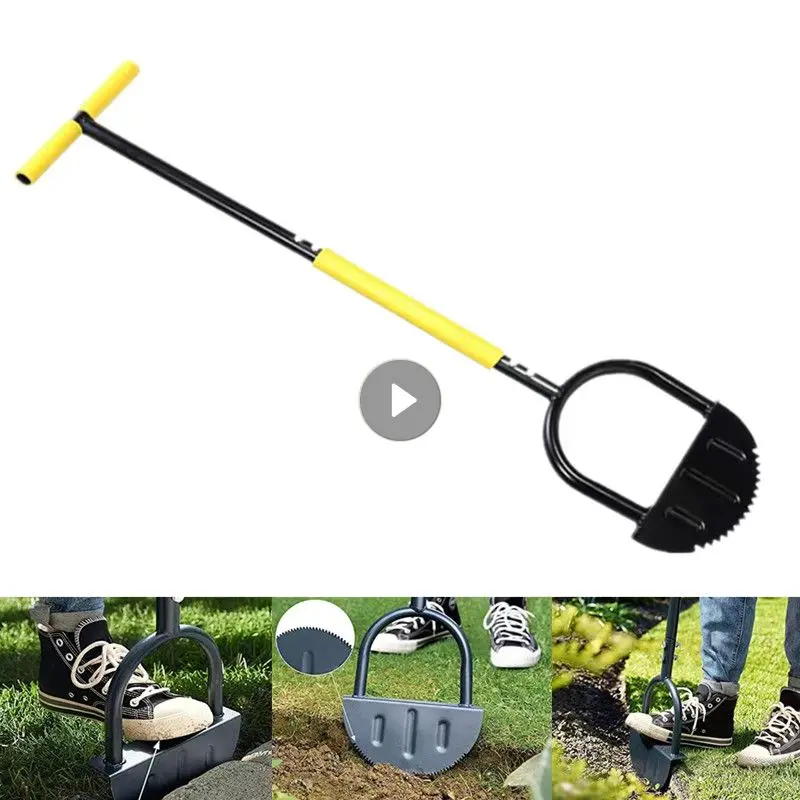 

Serrated Edger Lawn Tool Half Moon Lawn Edger With T-Grip Handle Landscaping Edging Tool For Grass Sidewalk Driveway Garden