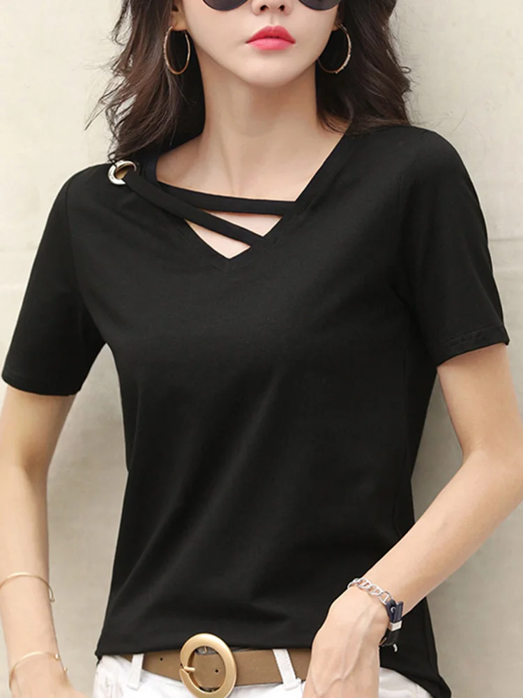 Women V-Neck Loose New 2023 Summer T-Shirt Short Sleeve Black Top Casual Trend Tees Solid Pink Gray Yellow
Women V-Neck Loose New 2023 Summer T-Shirt Short Sleeve Black Top Casual Trend Tees Solid Pink Gray Yellow