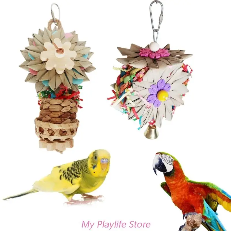 

Colorful Hanging Bird Bite Chewing Toy Small Parrot Hanging Parrot Cage Toy Natural Grass Pet Bite Resistances Molar Supplies