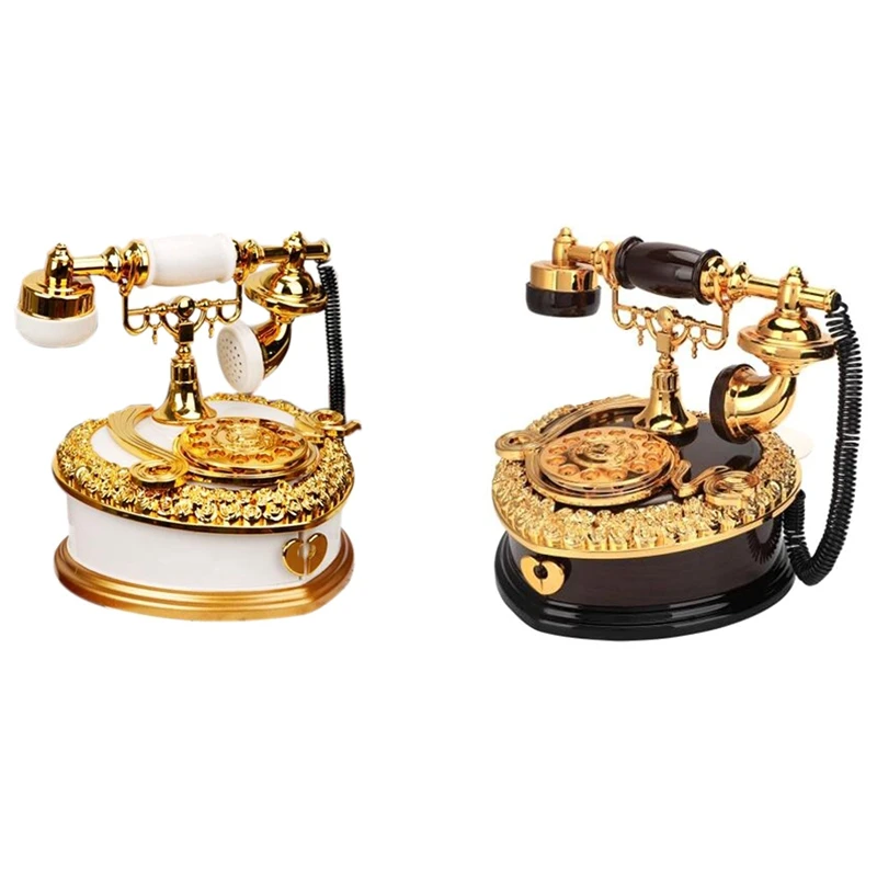 2 Pcs Retro Heart Shaped Telephone Model Music Box Antique Carved Wooden Hand Crank Music Box Black & White
2 Pcs Retro Heart Shaped Telephone Model Music Box Antique Carved Wooden Hand Crank Music Box Black & White