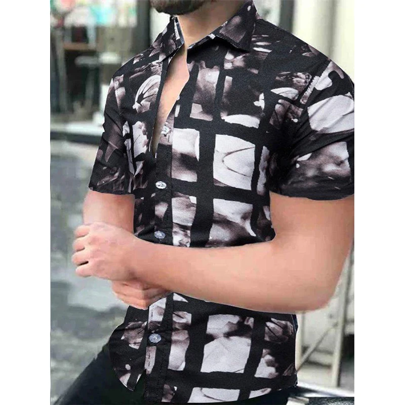 Summer Fashion Men Shirts Hawaii Buttons Shirt Casual Plaid Print Beach Short Sleeve Tops Blouses Men's Clothing Club Cardigan 
Summer Fashion Men Shirts Hawaii Buttons Shirt Casual Plaid Print Beach Short Sleeve Tops Blouses Men's Clothing Club Cardigan