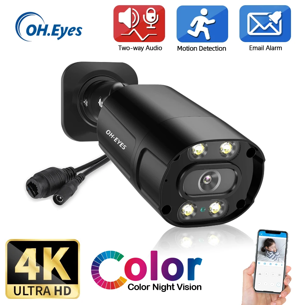 OH.EYES H.265 8MP IP Camera PoE Outdoor Bullet Security Camera Two -Way Audio AI Smart Humanoid Detection Alarm P2P
OH.EYES H.265 8MP IP Camera PoE Outdoor Bullet Security Camera Two -Way Audio AI Smart Humanoid Detection Alarm P2P