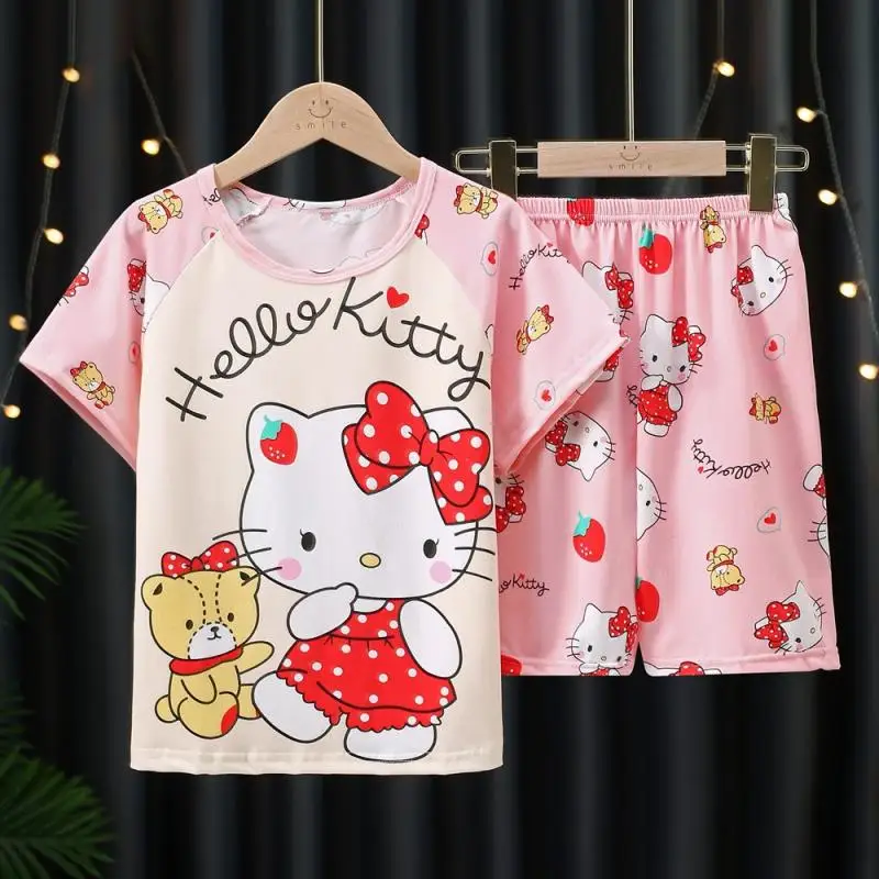 Anime Cartoon Kt My Melody Kuromi Summer Children Pajamas Kitten Kawaii Cute Boys Girls Large Short Sleeve Suit Home Clothes
Anime Cartoon Kt My Melody Kuromi Summer Children Pajamas Kitten Kawaii Cute Boys Girls Large Short Sleeve Suit Home Clothes