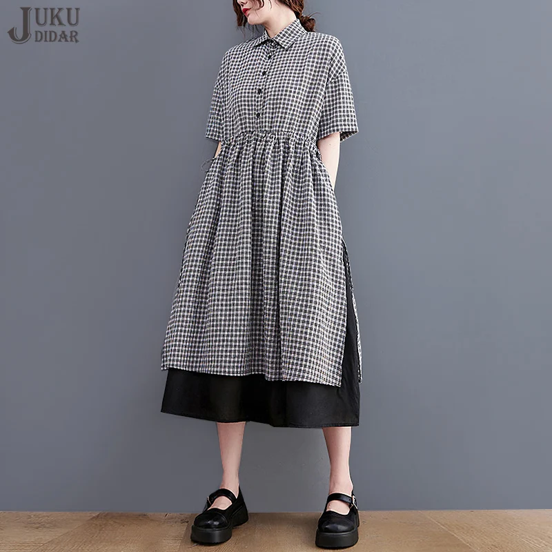 Женское свободное платье большого размера, новое летнее повседневное длинное серое платье с коротким рукавом, рубашка в клетку, Хлопковое платье, большая женская одежда, стиль JJXD025
Женское свободное платье большого размера, новое летнее повседневное длинное серое платье с коротким рукавом, рубашка в клетку, Хлопковое платье, большая женская одежда, стиль JJXD025