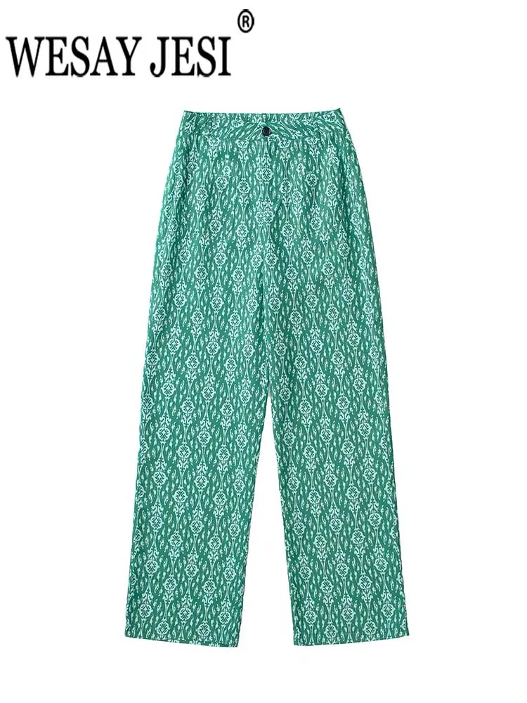 WESAY JESI Green Retro Print Elegant Chiffon Ladies Trousers Casual Daily Commuting Office Slim Waist Women's Wide Leg Pants New
WESAY JESI Green Retro Print Elegant Chiffon Ladies Trousers Casual Daily Commuting Office Slim Waist Women's Wide Leg Pants New