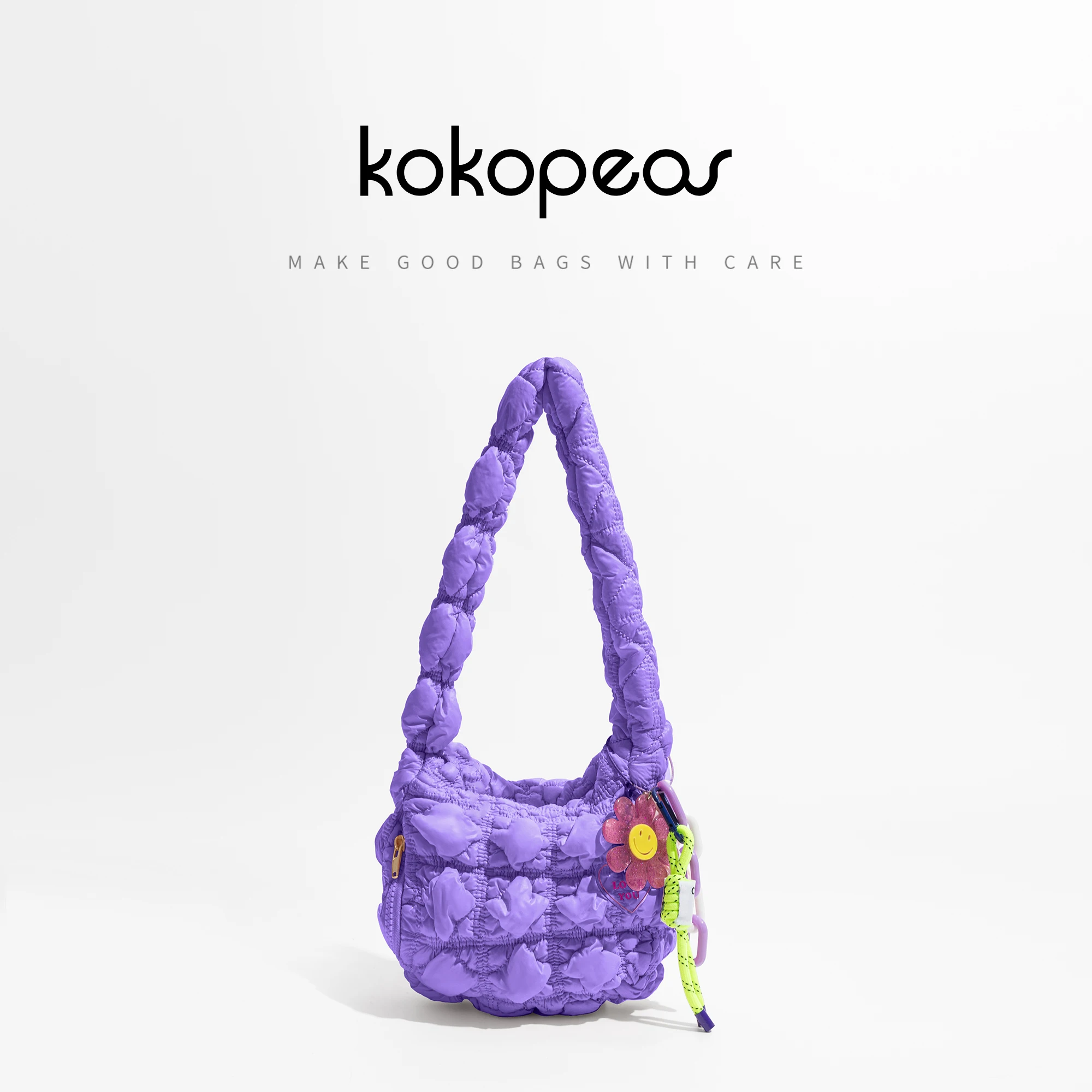 

KOKOPEAS Small Korean Padded Pillow Shoulder Bag for Women Quilted Nylon Sling Hobo Purse Ruched Fashion Female Puffer Pouch