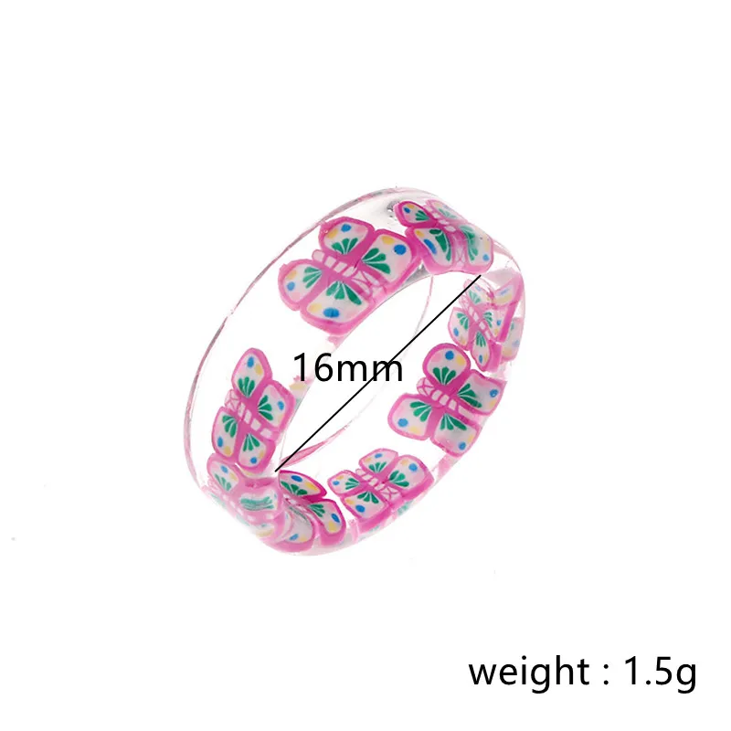 Модные кольца из акриловой смолы для девочек с фруктами цветами лягушкой