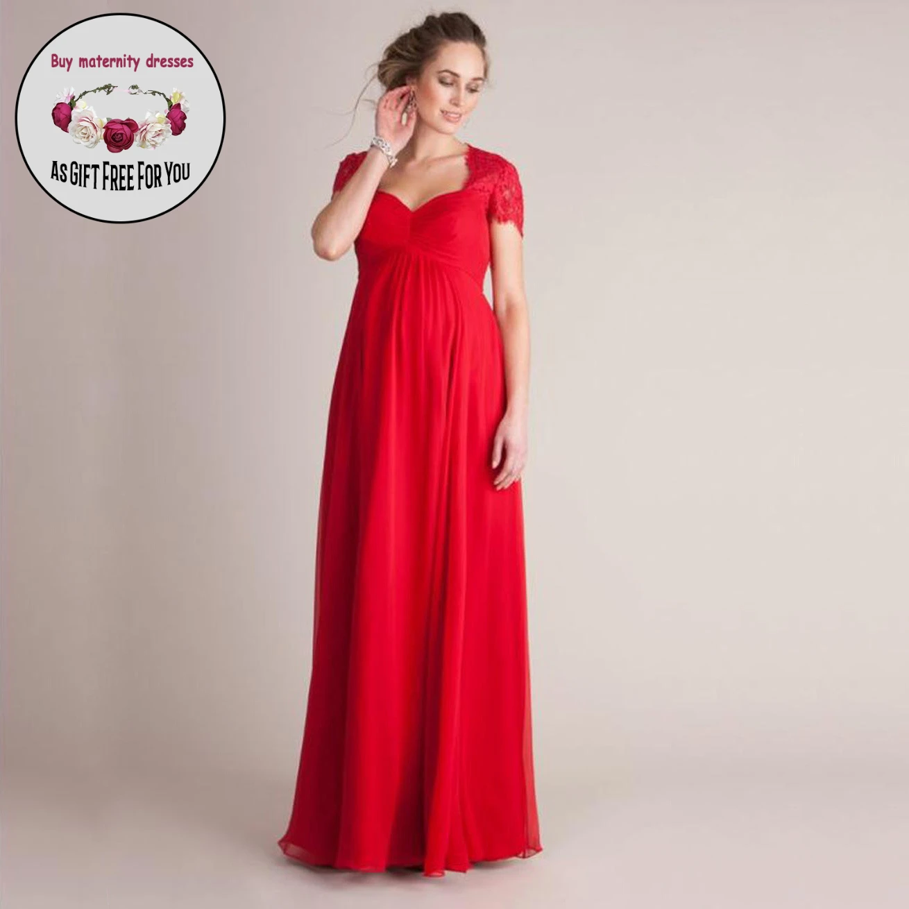 Women Backless Pregnant Dress for Photo Photography Prop Deep V-neck Lace Splicing Cotton Swing Long Maternity Dress
Women Backless Pregnant Dress for Photo Photography Prop Deep V-neck Lace Splicing Cotton Swing Long Maternity Dress