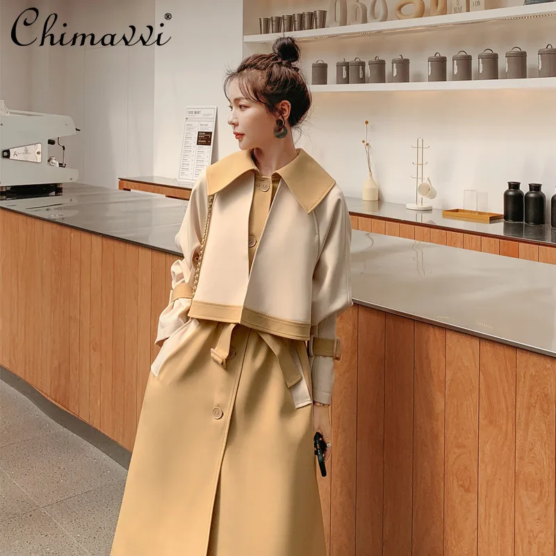Korean Style Loose Trench Coat Women Long Sleeve Over Knee Autumn and Winter Coat Color Matching Streetwear Ladies Windcoat
Korean Style Loose Trench Coat Women Long Sleeve Over Knee Autumn and Winter Coat Color Matching Streetwear Ladies Windcoat