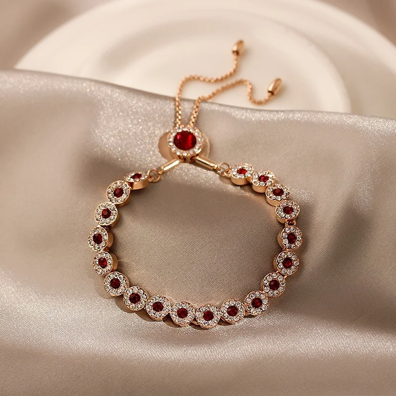 Rose Gold Red Crystal Bracelet Female Ins Bracelet Korean Version of The Net Red Bracelet Women Hand Women's Couple Jewelry Gift
Rose Gold Red Crystal Bracelet Female Ins Bracelet Korean Version of The Net Red Bracelet Women Hand Women's Couple Jewelry Gift