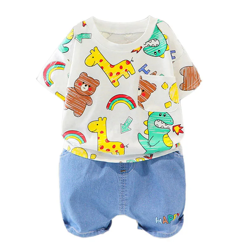 Summer Baby Boys Clothes Sets Infant Cartoon Cotton T-Shirts & Denim Short 2pcs Suits Children Clothing 0 2 4 Years Old Costume
Summer Baby Boys Clothes Sets Infant Cartoon Cotton T-Shirts & Denim Short 2pcs Suits Children Clothing 0 2 4 Years Old Costume