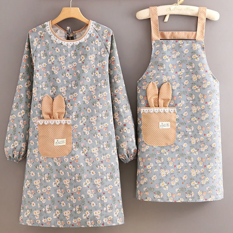 Korean style ocean canvas long sleeved apron for women, antifouling and breathable, kitchen cooking, smock, dining apron
Korean style ocean canvas long sleeved apron for women, antifouling and breathable, kitchen cooking, smock, dining apron