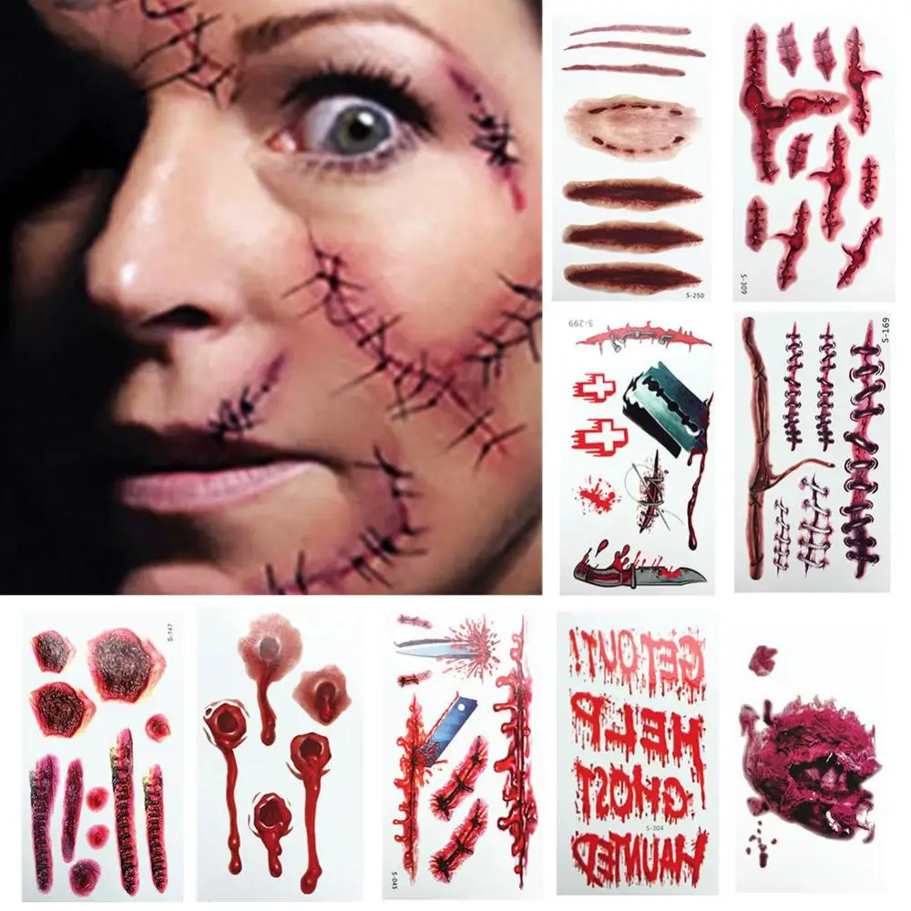 Temporary Tattoo Sticker Decal 3D Body Art Halloween Bloody Scar Cosplay Makeup Decal
Temporary Tattoo Sticker Decal 3D Body Art Halloween Bloody Scar Cosplay Makeup Decal