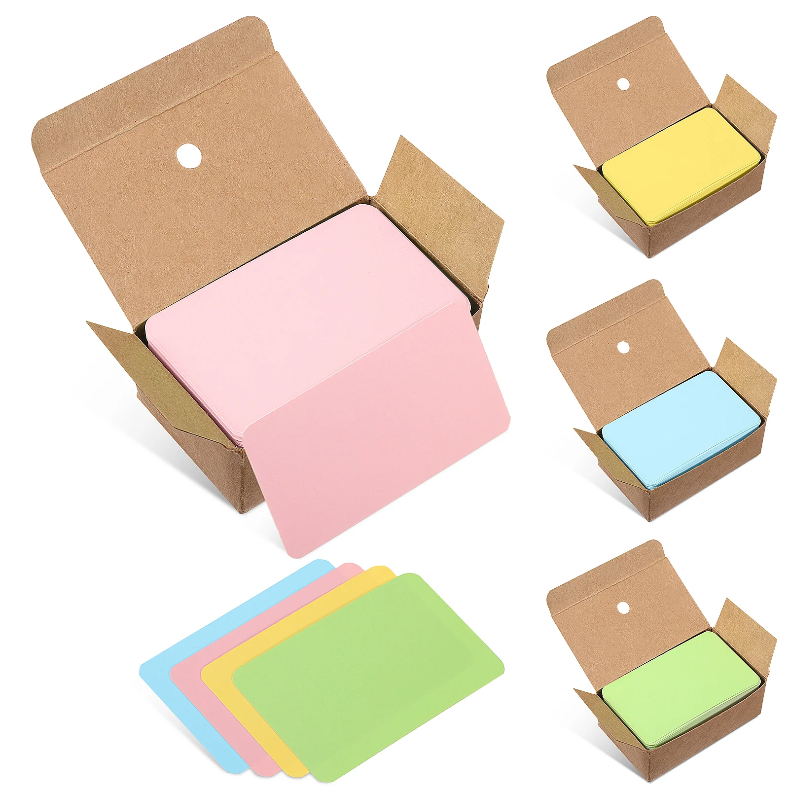 

4 Boxes Colored Blank Kraft Paper Cards Business Message Cards Gift Index Cards for Learning Memory Notes DIY