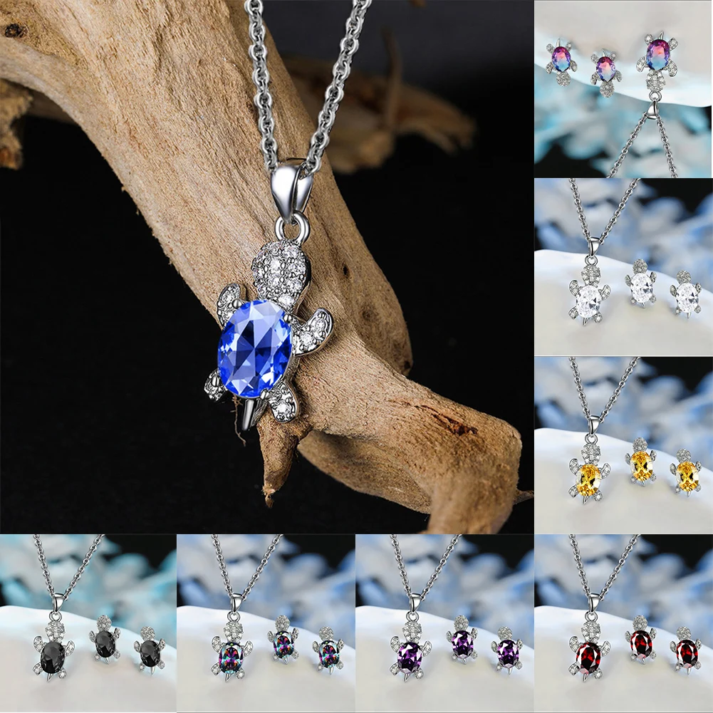 Fashion Simple Crystal Turtle Earrings Necklace Set Animal Series Jewelry Creative Colorful Crystal Necklace Earrings for Women
Fashion Simple Crystal Turtle Earrings Necklace Set Animal Series Jewelry Creative Colorful Crystal Necklace Earrings for Women