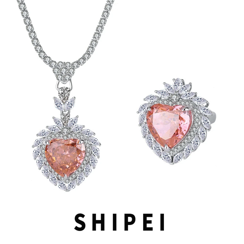 SHIPEI Luxury Solid 925 Sterling Silver Heart 15*15MM Padparadscha Gemstone Pendant/Necklace/Ring Jewelry Sets Fine Jewelry Gift
SHIPEI Luxury Solid 925 Sterling Silver Heart 15*15MM Padparadscha Gemstone Pendant/Necklace/Ring Jewelry Sets Fine Jewelry Gift