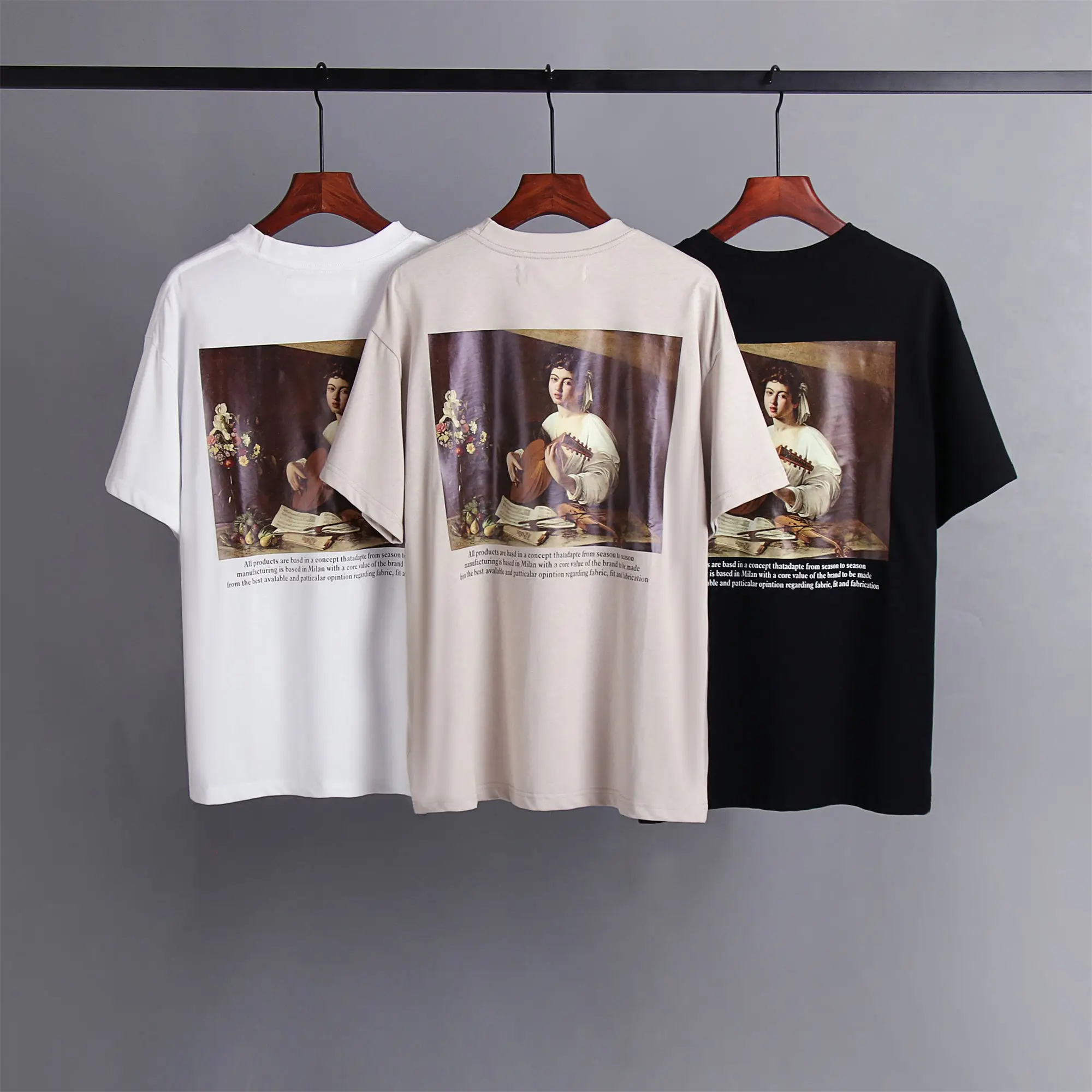 Fashion 21FW Summer Caravaggio Player Oil Painting Print Casual Short Sleeve for Men and Women
Fashion 21FW Summer Caravaggio Player Oil Painting Print Casual Short Sleeve for Men and Women