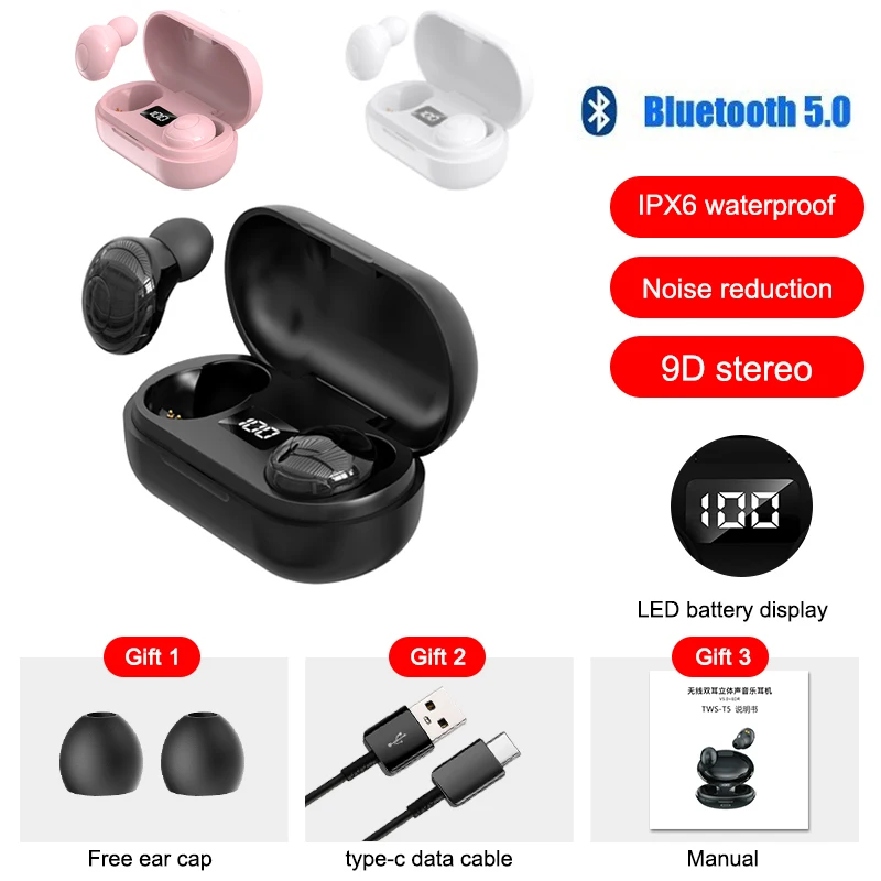 Original Bluetooth 5.0 Earphone Waterproof Wireless Headphones TWS Headset Sports Stereo Earbuds Noise Reduction
Original Bluetooth 5.0 Earphone Waterproof Wireless Headphones TWS Headset Sports Stereo Earbuds Noise Reduction