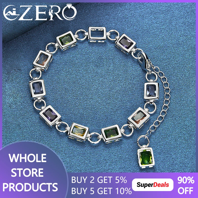 Hot Sale 925 Sterling Silver Square Multicolour Crystal Bracelet Chain For Women Fashion Wedding Party Charm Jewelry Gift 
Hot Sale 925 Sterling Silver Square Multicolour Crystal Bracelet Chain For Women Fashion Wedding Party Charm Jewelry Gift