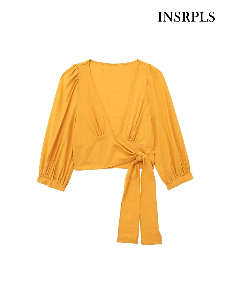 INSRPLS Women Fashion With Tied Cropped Wrap Blouses Vintage V Neck Puff Sleeves Female Shirts Blusas Chic Tops
INSRPLS Women Fashion With Tied Cropped Wrap Blouses Vintage V Neck Puff Sleeves Female Shirts Blusas Chic Tops
