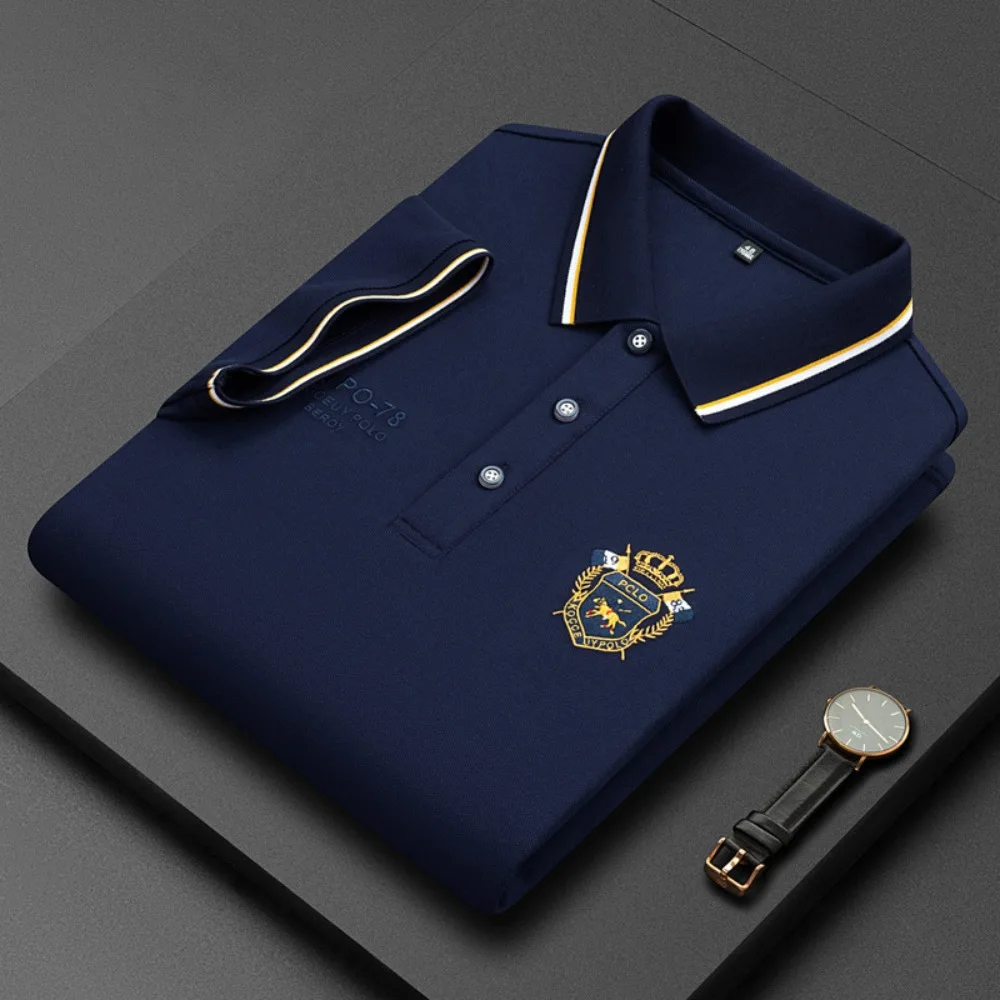 Men's Polo Shirt Luxury Embroidered Cotton Lapel Collar Short Sleeves Tops Summer Korean Fashion
Men's Polo Shirt Luxury Embroidered Cotton Lapel Collar Short Sleeves Tops Summer Korean Fashion